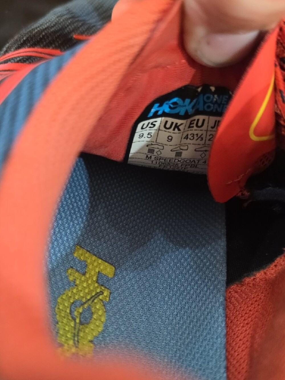Hoka Speedgoat 4 Vibram Men's Athletic Shoes in Orange and Blue/Black Size 9.5 - Picture 9 of 10
